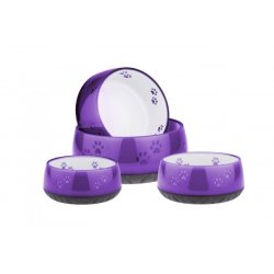 Hundeskl i melamin lilla med poter 1 L